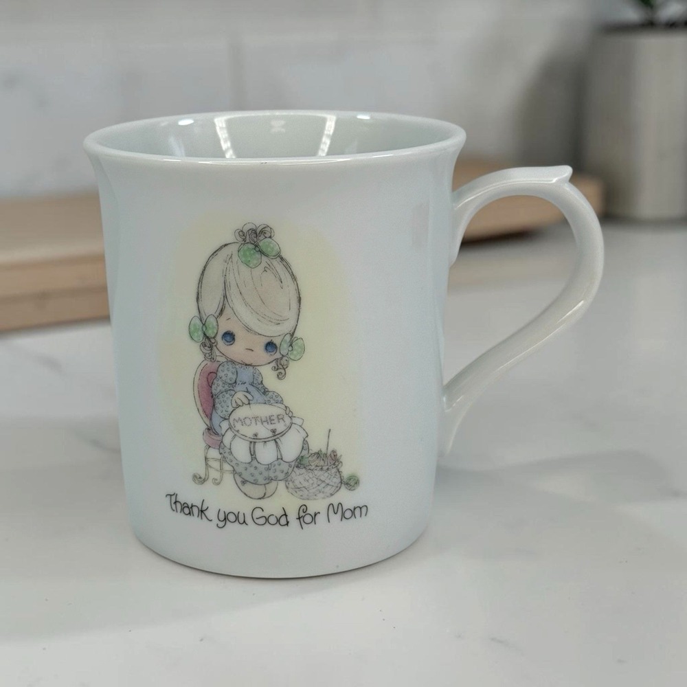 VTG 1984 Precious Moments Thank You God For Mom Mug Enesco Korea Coffee Cup Gift